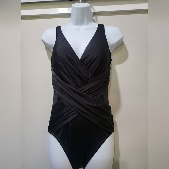 Miraclesuit Rock Solid Revele One Piece Swimsuit NWOT size 10 Black - Picture 3 of 5